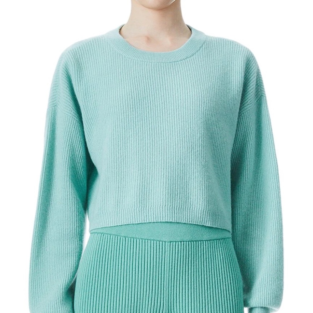 Alice and Olivia Brad Crewneck Cropped Cashmere Pullover XS